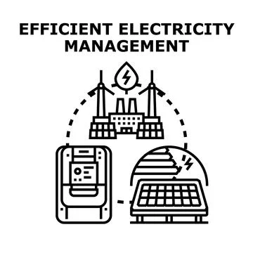 Efficient electricity management with renewable energy concept Stock Illustration