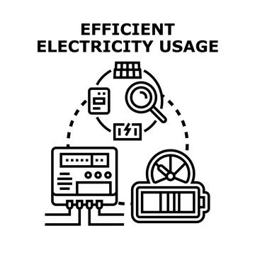 Efficient electricity usage concept managing energy consumption Illustrazione stock