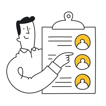 Efficient Employee Selection Process Illustrated - Doodle style with an edi.. Stock Illustration