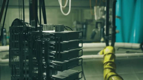 Efficient energy storage units displayed under specialized laboratory conditions Stock Footage 338342621