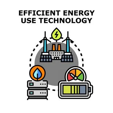 Efficient energy use technology for sustainable power and consumption Stock Illustration