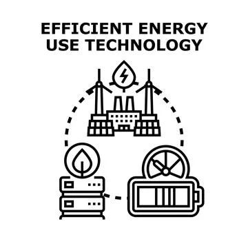 Efficient energy use technology for sustainable power and consumption Stock Illustration