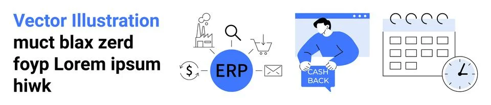 Efficient ERP Solutions and Tools for Business Management and Organization 스톡 일러스트