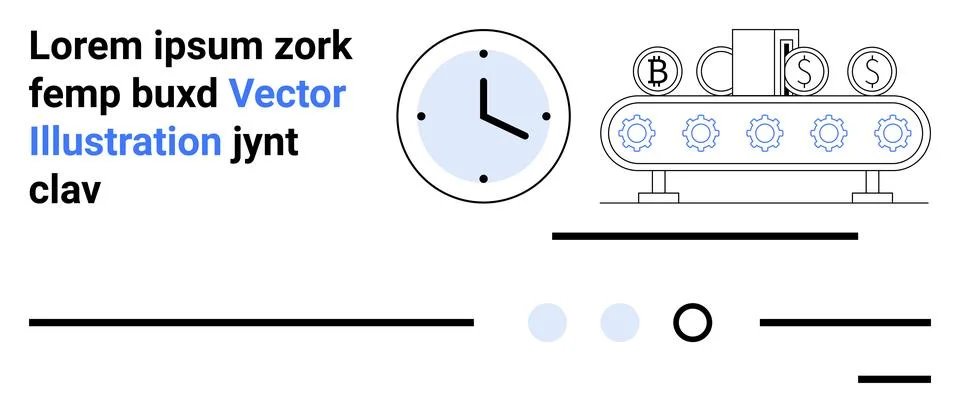 Efficient Factory Process with Clock and Automated Production Line Stock Illustration
