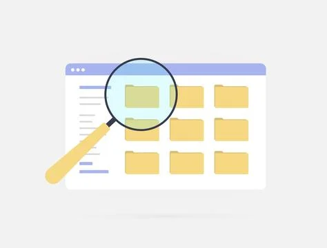 Efficient File Search and Management. Find important documents quickly with file Stock Illustration