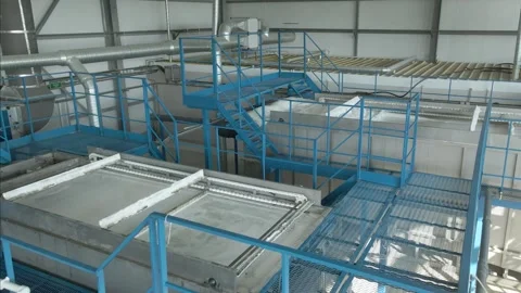 Efficient filtration techniques in a modern factory environment. Flying over Stock Footage 306300229