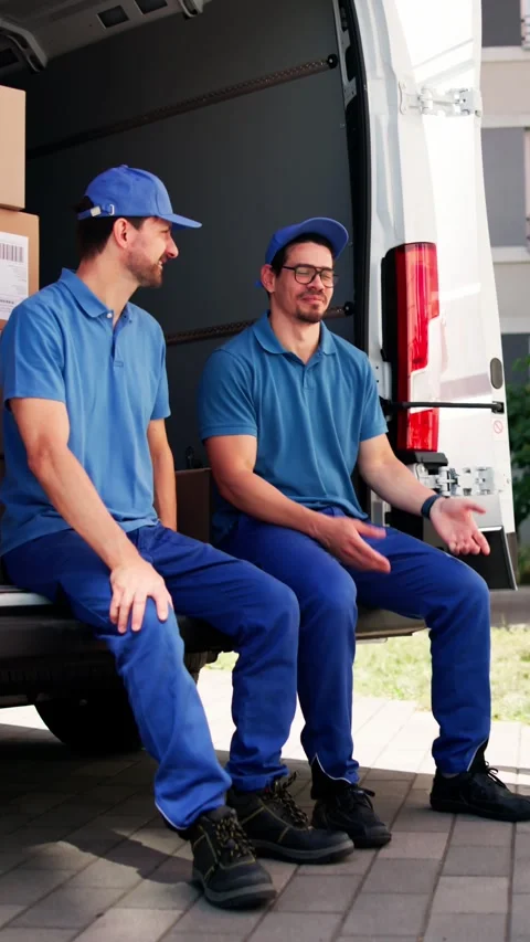 Efficient Furniture Movers With Van And Man Stock Footage 313758921