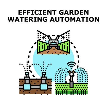 Efficient garden watering automation smart irrigation system Illustrazione stock