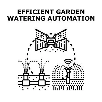 Efficient garden watering automation smart irrigation system Illustrazione stock