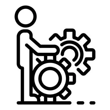 Efficient gear system skill icon, outline style イラスト素材
