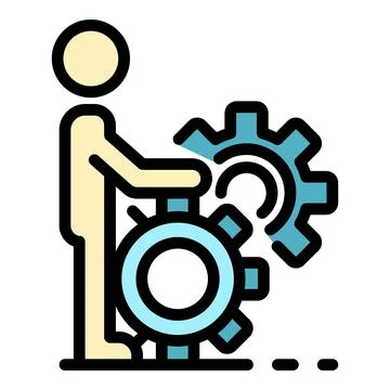 Efficient gear system skill icon color outline vector Stockillustratie