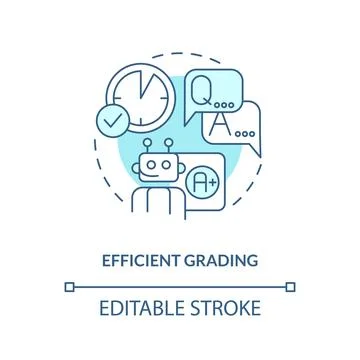 Efficient grading in AI education concept editable icon Illustrazione stock