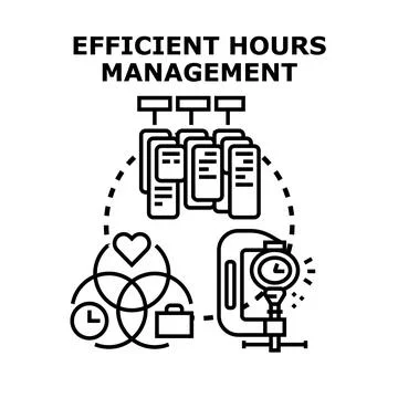 Efficient hours management concept optimizing business time resources Stock Illustration