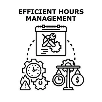 Efficient hours management planning and optimizing work time Stock Illustration