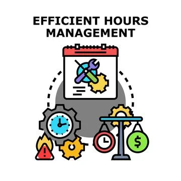Efficient hours management planning and optimizing work time Stock Illustration