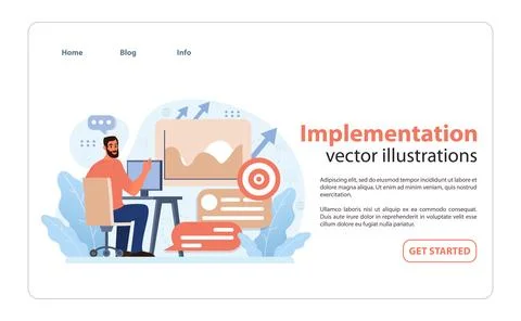 Efficient implementation in action. Flat vector illustration Stock Illustration