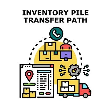 Efficient inventory pile transfer path management concept Stockillustratie