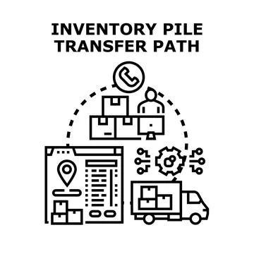 Efficient inventory pile transfer path management concept Stock Illustration