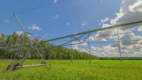 Efficient Irrigation System Implemented in Fields for Improved Agricultural Prod Stock Photos