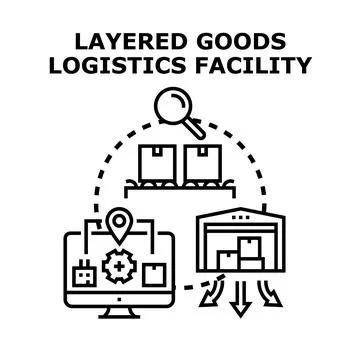 Efficient layered goods logistics process and facility management Illustrazione stock