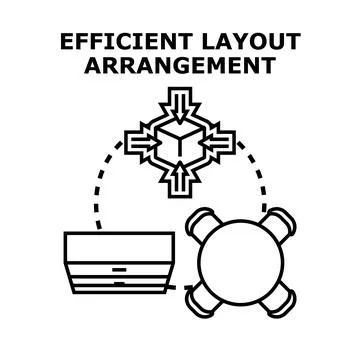 Efficient layout arrangement concept optimizing workspace organization Stock Illustration
