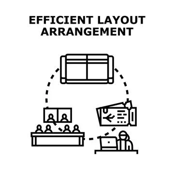 Efficient layout arrangement planning optimizing space Illustration
