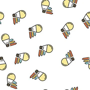 Efficient light bulb vector seamless pattern Illustrazione stock