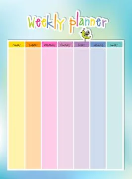 Efficient Living, Weekly planner and Notes Template Stock Illustration