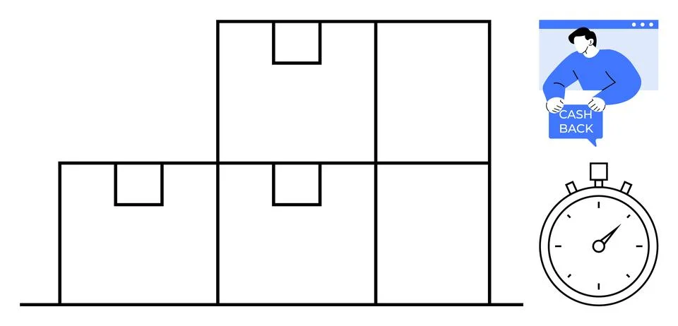 Efficient Logistics and Quick Order Processing with Cashback Incentives Stock Illustration