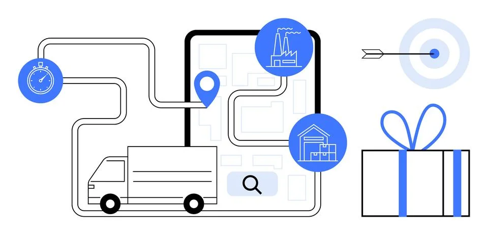 Efficient Logistics and Supply Chain Management with Delivery Tracking and .. Stock Illustration