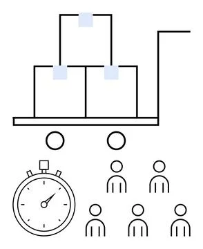 Efficient Logistics and Time Management with Team Collaboration Concept Stock Illustration