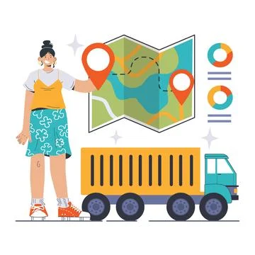 Efficient logistics concept. Flat vector illustration 스톡 일러스트