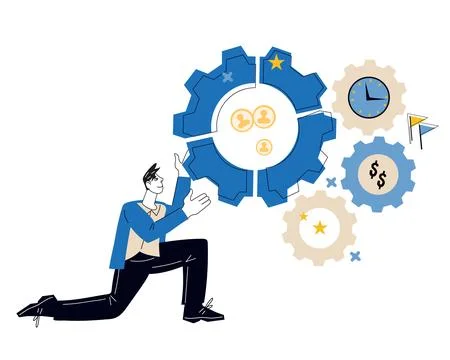 Efficient management and Agile concept of collaboration, flat vector isolated イラスト素材