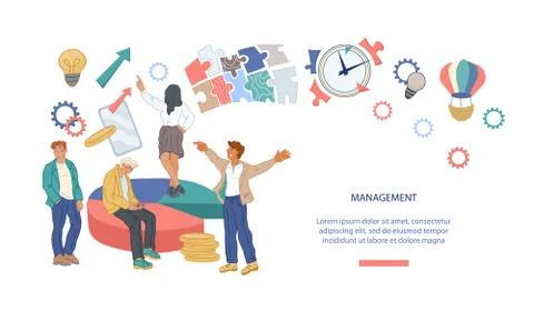Efficient management and workflow organization website banner with business p イラスト素材