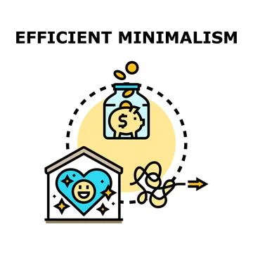 Efficient minimalism concept achieving financial freedom and happiness Stock Illustration