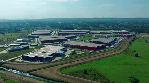 Efficient modern logistics center with active freight handling operations Stock Footage 316426936