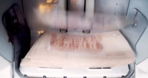 Efficient Money Counting Equipment for Precise Paper Money Calculation at 1 EGP Stock Footage 317922628