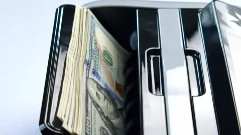 Efficient Money Counting Machine At Work In Business Setting Stock Footage 314343609