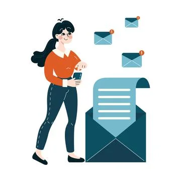 Efficient multitasking with mobile and email communication イラスト素材