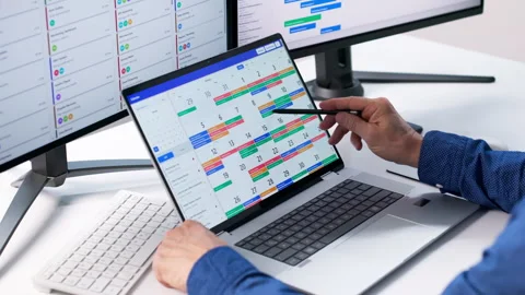 Efficient Office Organization With Event Scheduling Software Stock Footage 328409596