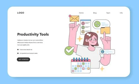 Efficient office tasks concept. Flat vector illustration. Illustrazione stock