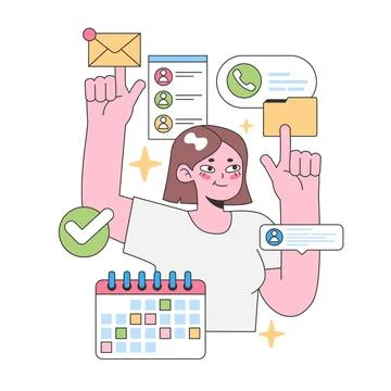 Efficient office tasks concept. Flat vector illustration. 스톡 일러스트