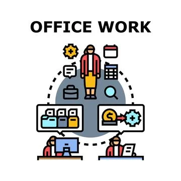 Efficient office work process managing business tasks 库存插图