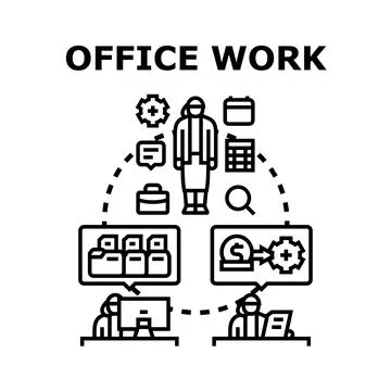 Efficient office work process managing business tasks Stock Illustration