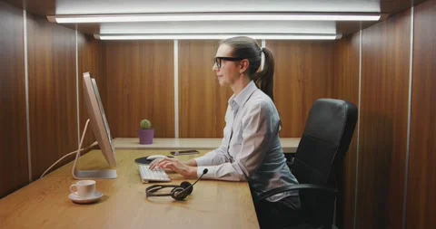 Efficient office worker typing on a keyboard Stock Footage 307330378
