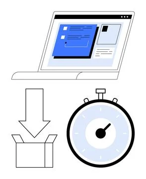Efficient Online Shopping Process with Fast Delivery Stock Illustration