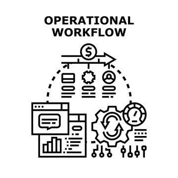 Efficient operational workflow optimization process managing data Stock Illustration