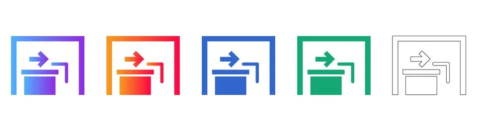 Efficient Output and Collection Box System Icons Stock Illustration
