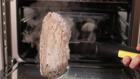 Efficient Oven Cleaning Made Simple with Advanced Steam Technology for Your Stock Footage 319896019