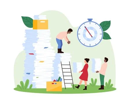 Efficient Paperwork and Deadline Management concept Stockillustratie